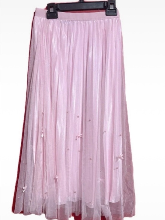 Soho Apparel Dresses & Skirts - Soho Apparel Pink Tulle Maxi Skirt with Bow Accents